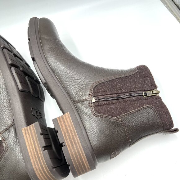 Ugg Womens Size 8.5 Harrison Moto Dark Brown Leather Ankle Boots Booties‎ Shoes - Picture 10 of 16